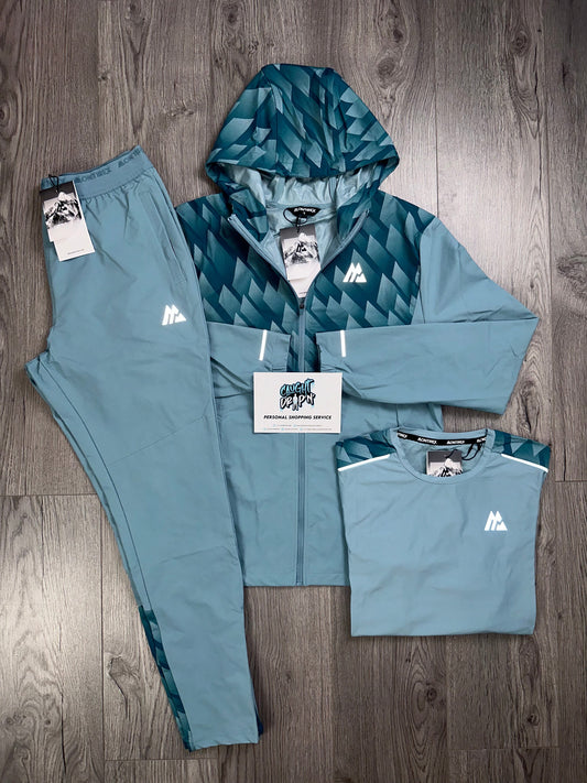 Montirex 3 Piece Charge Windrunner Tracksuit Teal Grid