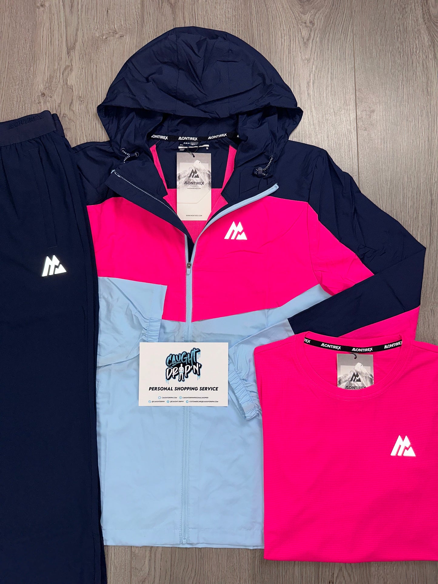 Montirex 3 Piece Breeze Hot Pink, Baby Blue, Midnight Navy Tracksuit
