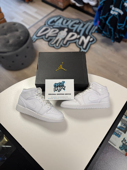 Jordan 1 Mid Triple White