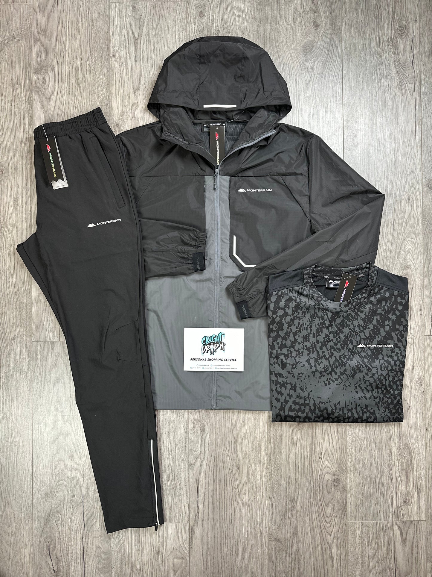 Monterrain 3 Piece Chase Windrunner Tracksuit Grey | Black