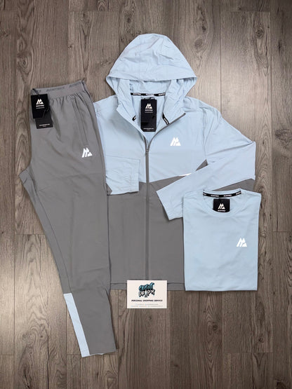 Montirex 3 Piece Surge Windrunner Tracksuit Grey | Baby Blue