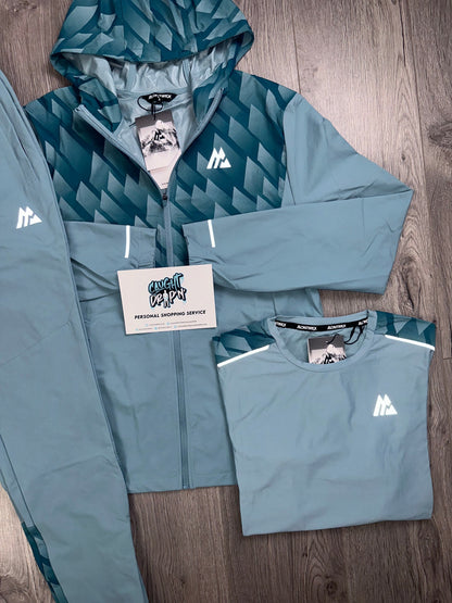 Montirex 3 Piece Charge Windrunner Tracksuit Teal Grid
