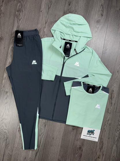 Montirex 3 Piece Surge Windrunner Tracksuit Slate Grey | Mint Green