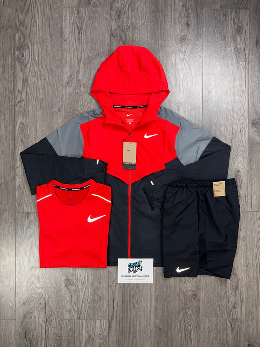 Nike 3 Piece Windrunner Light Crimson Red | Black Set