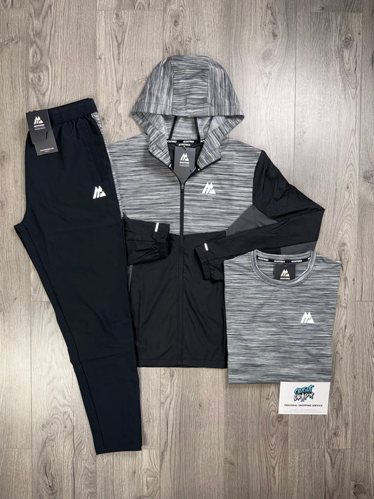 Montirex 3 Piece Trail Windrunner Tracksuit Black | Grey Gradient