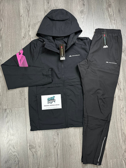 Monterrain Woven Stripe Tracksuit Black | Hot Pink