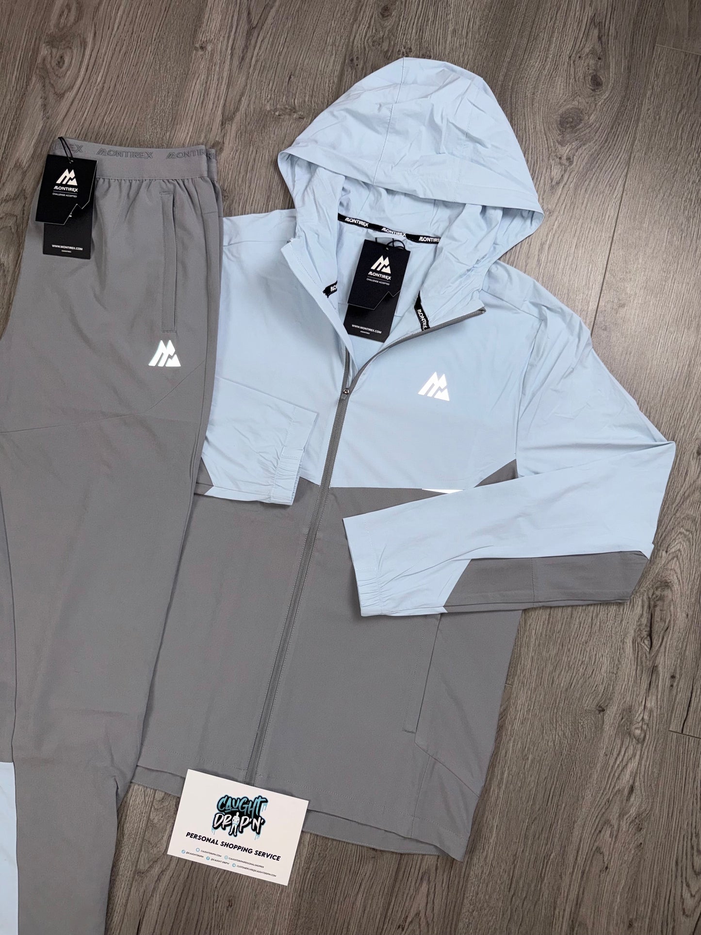 Montirex Surge Windrunner Tracksuit Grey | Baby Blue