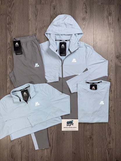 Montirex 4 Piece Surge Windrunner Tracksuit Grey | Baby Blue