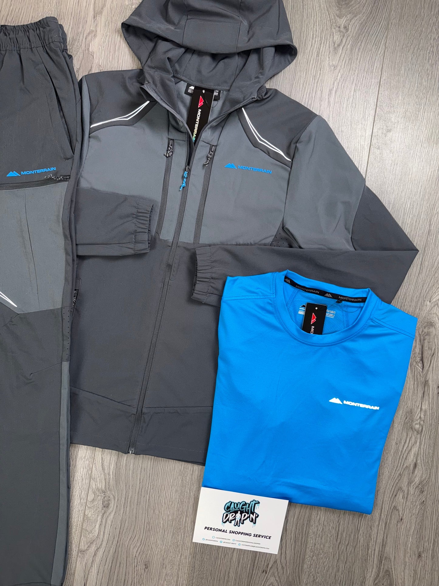 Monterrain 3 Piece Woven Slate Grey | Diva Blue Tracksuit