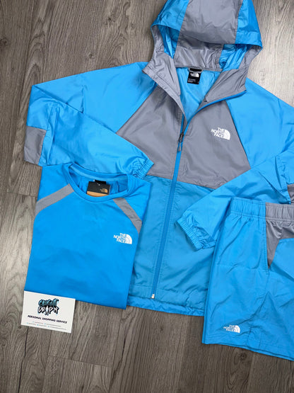 The Northface 3 Piece Performance Windrunner Set Blue | Grey