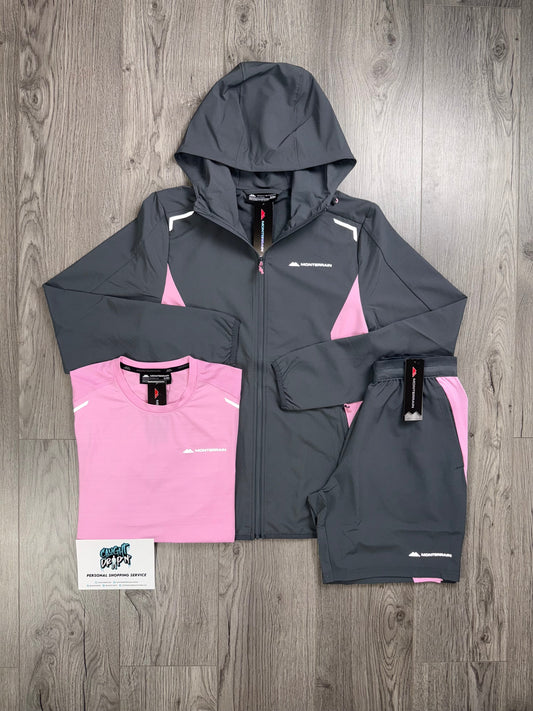 Monterrain 3 Piece Performance Windrunner Set Iron Grey | Pink Foam