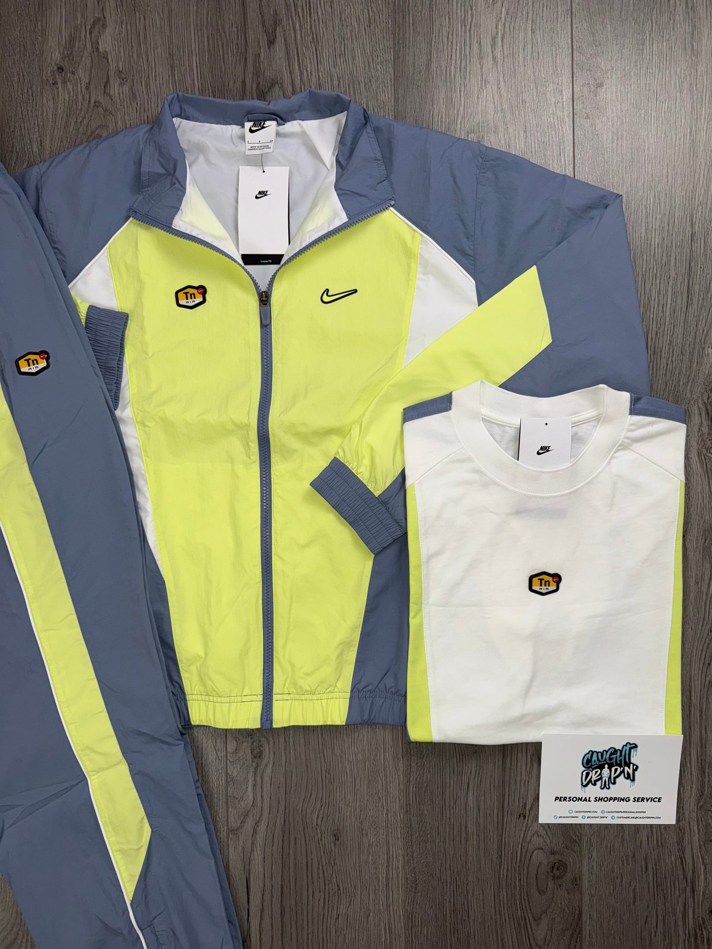 Nike 3 Piece TN Slate Blue, Lime Twist Tracksuit (Oversized Fit. Recommend Sizing Down)