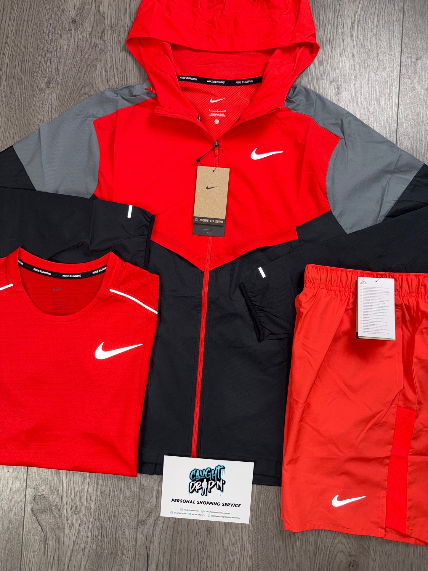 Nike 3 Piece Windrunner Light Crimson Red Set (SHORTS ARE NOT THE EXACT SAME COLOUR OF RED)