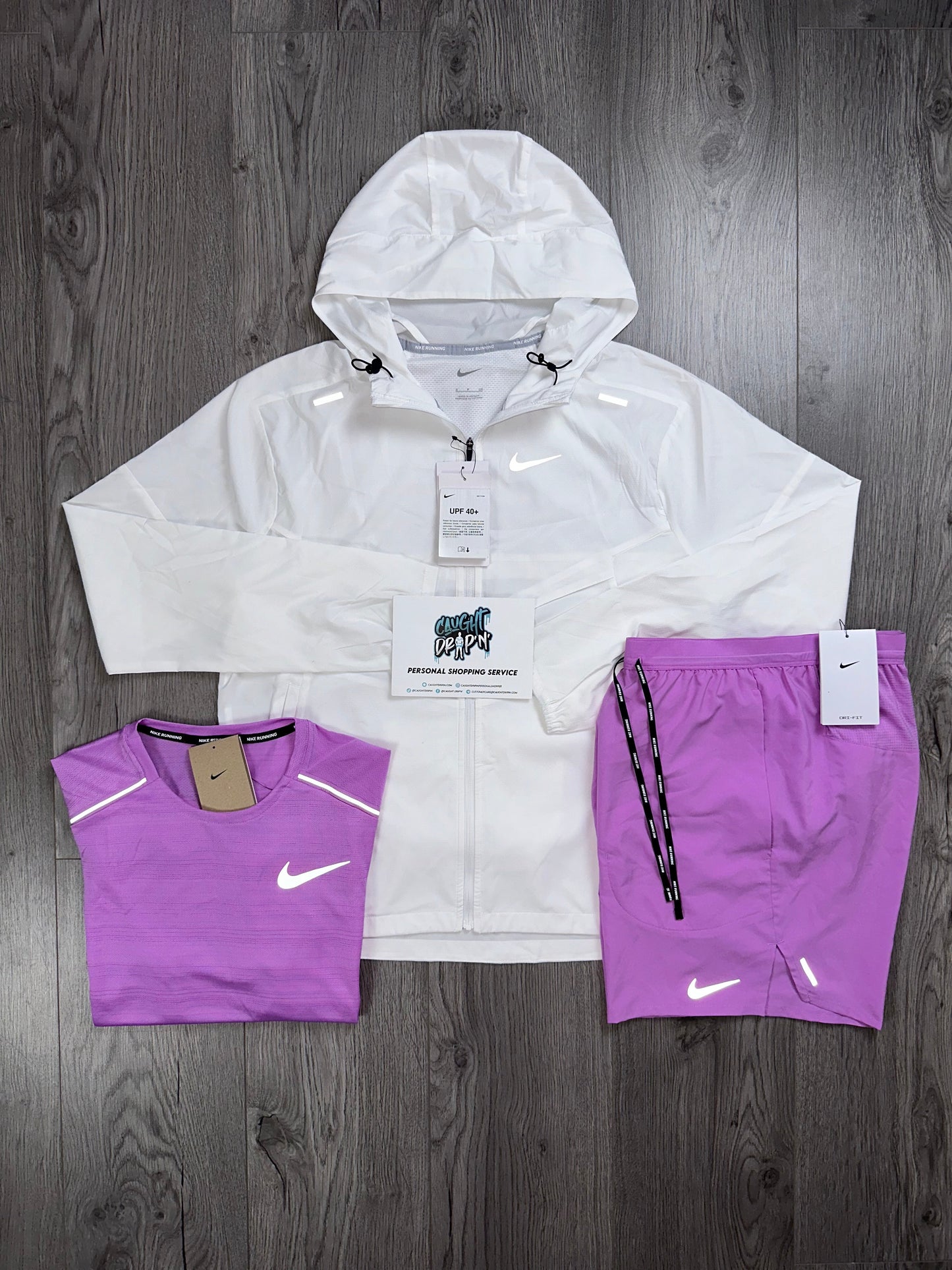 Nike 3 Piece White Windrunner | OG Rush Fucshia Miler Set