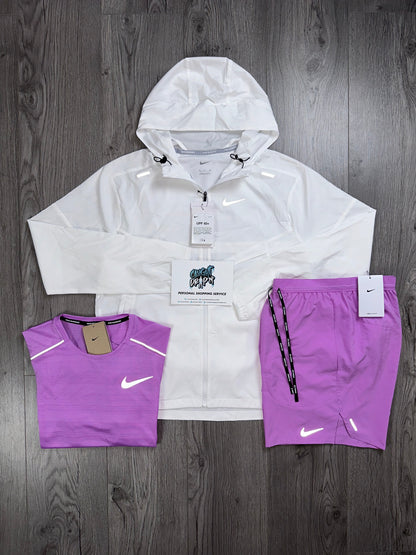 Nike 3 Piece White Windrunner | OG Rush Fucshia Miler Set