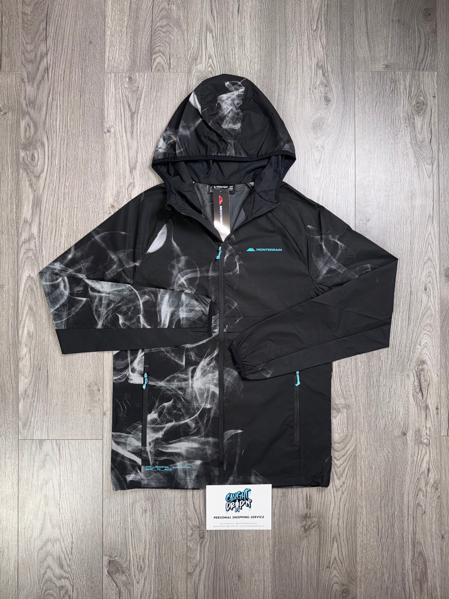 Monterrain Windrunner Jacket Black Smoke | Tiffany Blue