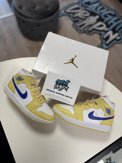 Women’s Jordan 1 Mid Light Lemon/ Royal Blue