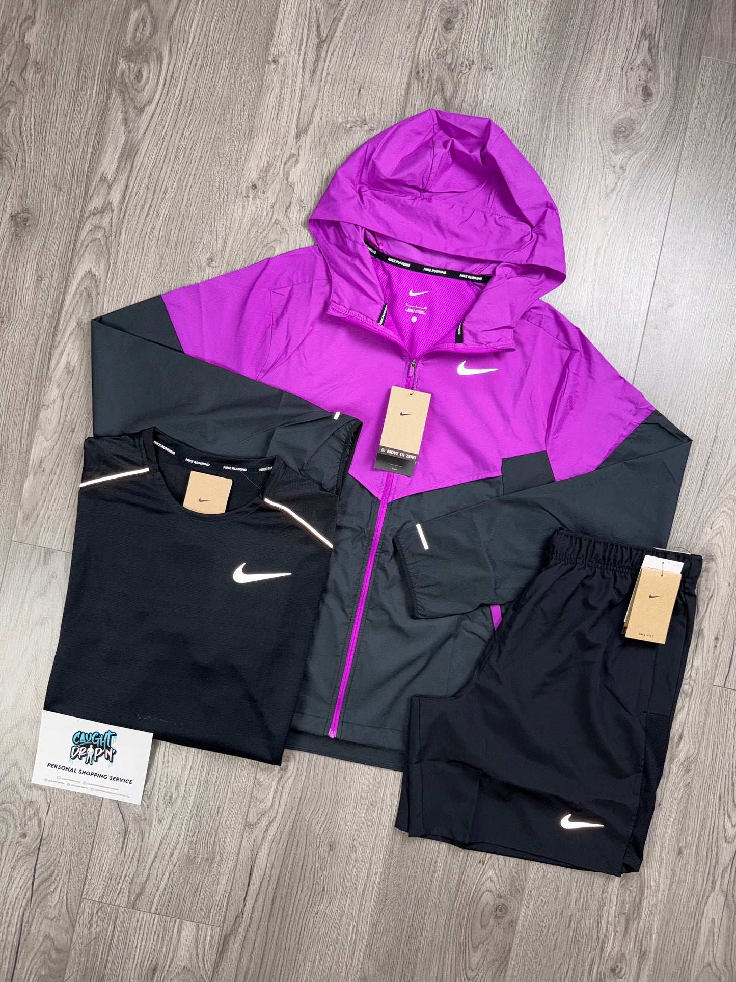 Nike 3 Piece Windrunner Black | Grape Purple Set