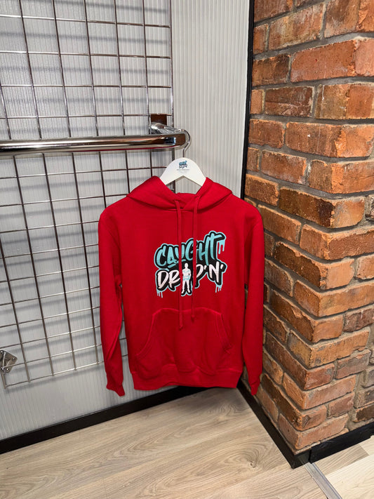 Caught Drip’N’ Fire Red Logo Hoodie
