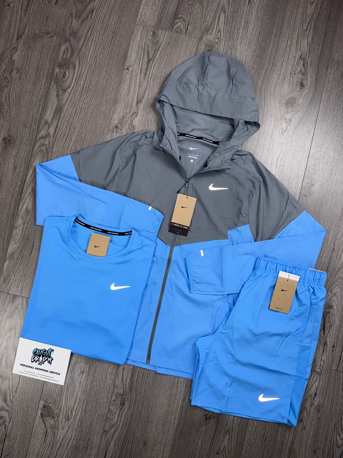 Nike 3 Piece Windrunner Cool Grey | University Blue Set
