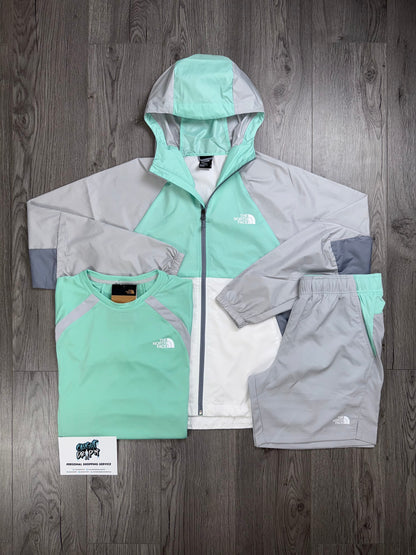 The Northface 3 Piece Performance Windrunner Set Grey | Mint
