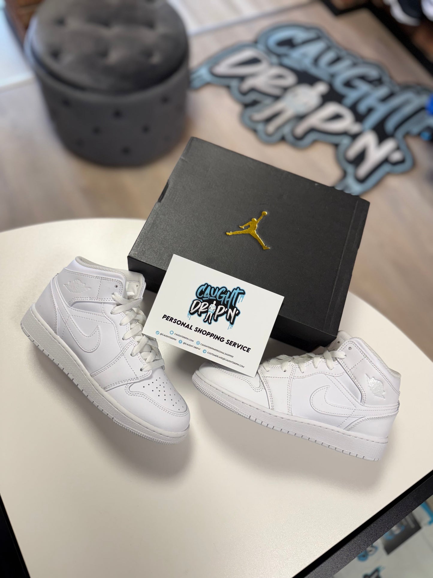 Jordan 1 Mid Triple White