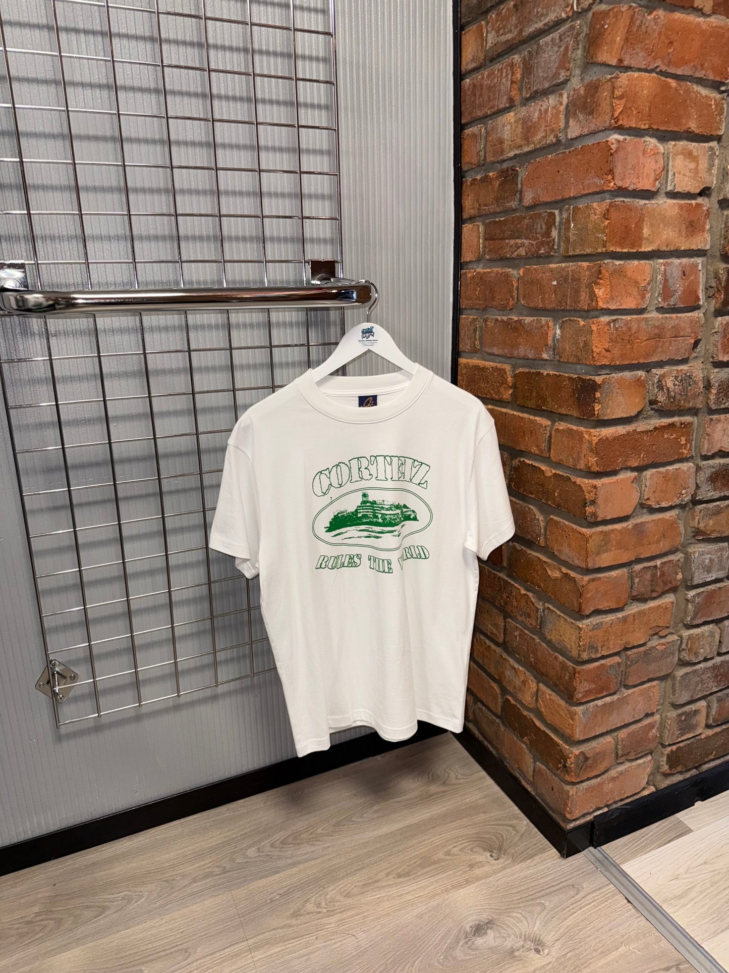 Corteiz OG Alcatraz White Tee, Green Logo