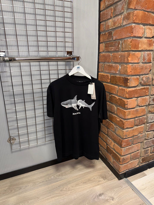 Palm Angels Old Season Grey Shark Logo, Black Tee