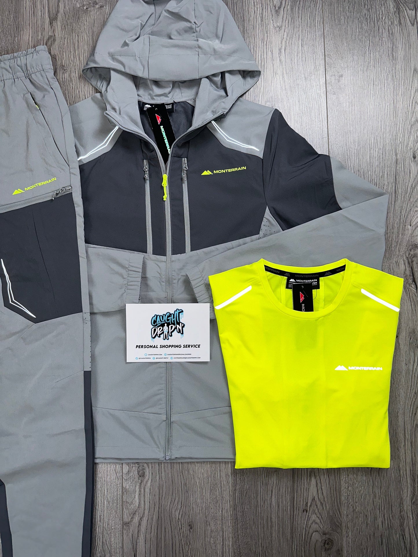 Monterrain 3 Piece Woven Two Tone Tracksuit Iron Grey | Neon