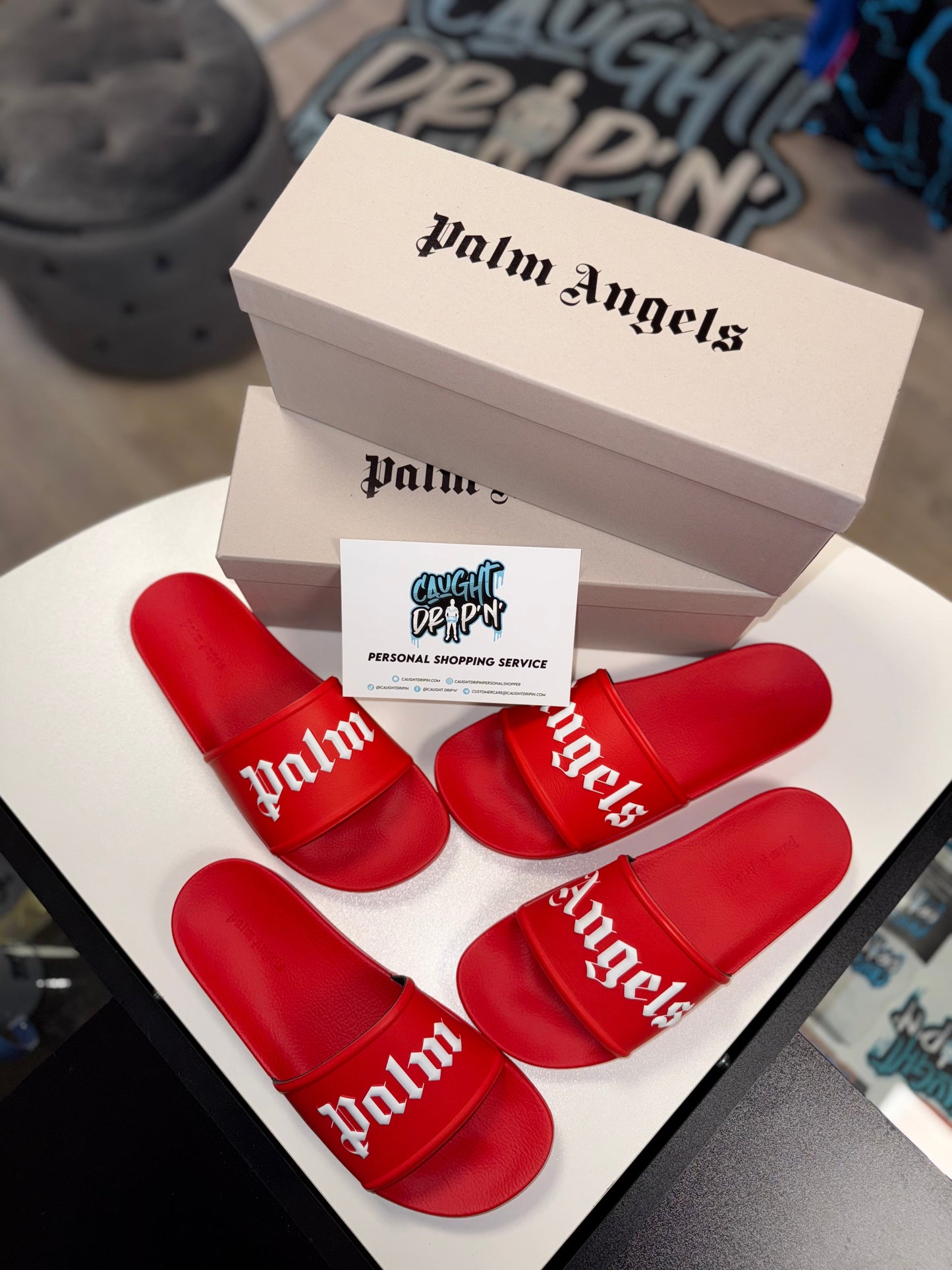 Palm Angels Logo Pool Slide Red