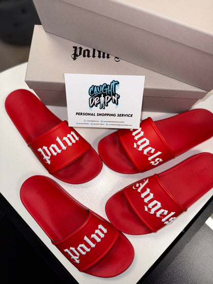 Palm Angels Logo Pool Slide Red
