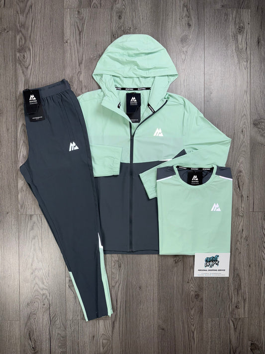 Montirex 3 Piece Surge Windrunner Tracksuit Slate Grey | Mint Green