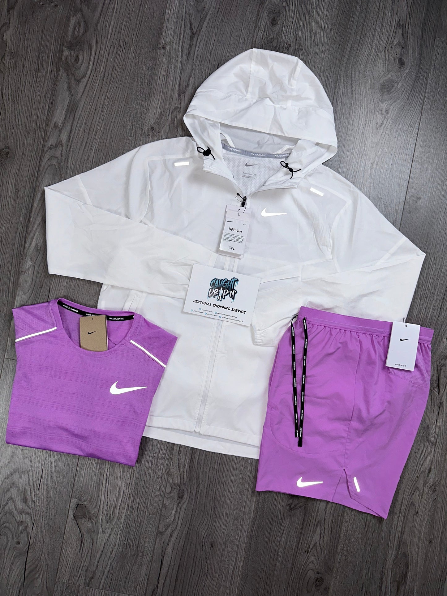Nike 3 Piece White Windrunner | OG Rush Fucshia Miler Set