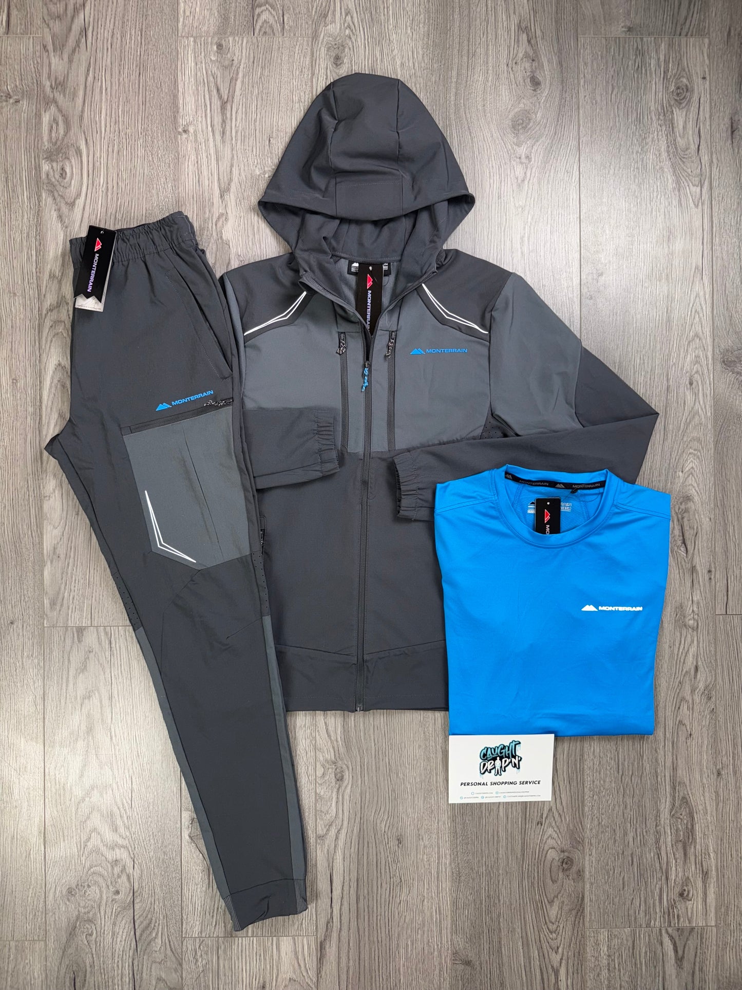 Monterrain 3 Piece Woven Slate Grey | Diva Blue Tracksuit