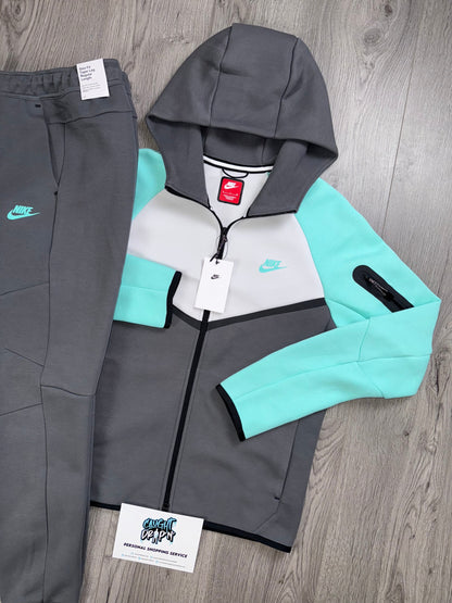 Nike Tech Fleece Iron Grey, Turquoise Tracksuit