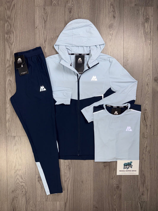 Montirex 3 Piece Surge Windrunner Tracksuit Obsidian | Baby Blue