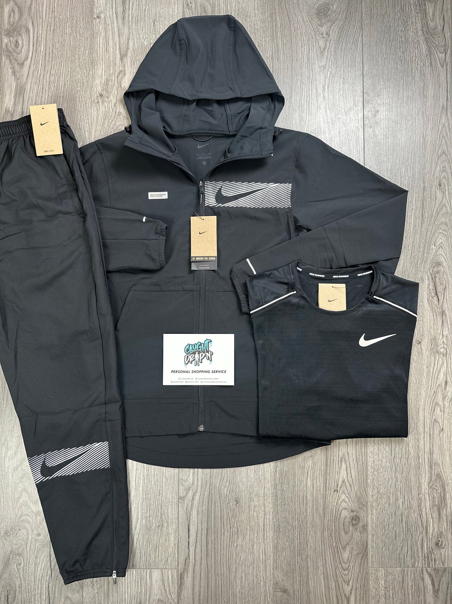 Nike 3 Piece Woven Performance Tracksuit Black, Silver