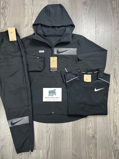 Nike 3 Piece Woven Performance Tracksuit Black, Silver