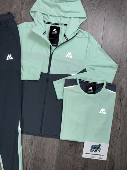 Montirex 3 Piece Surge Windrunner Tracksuit Slate Grey | Mint Green