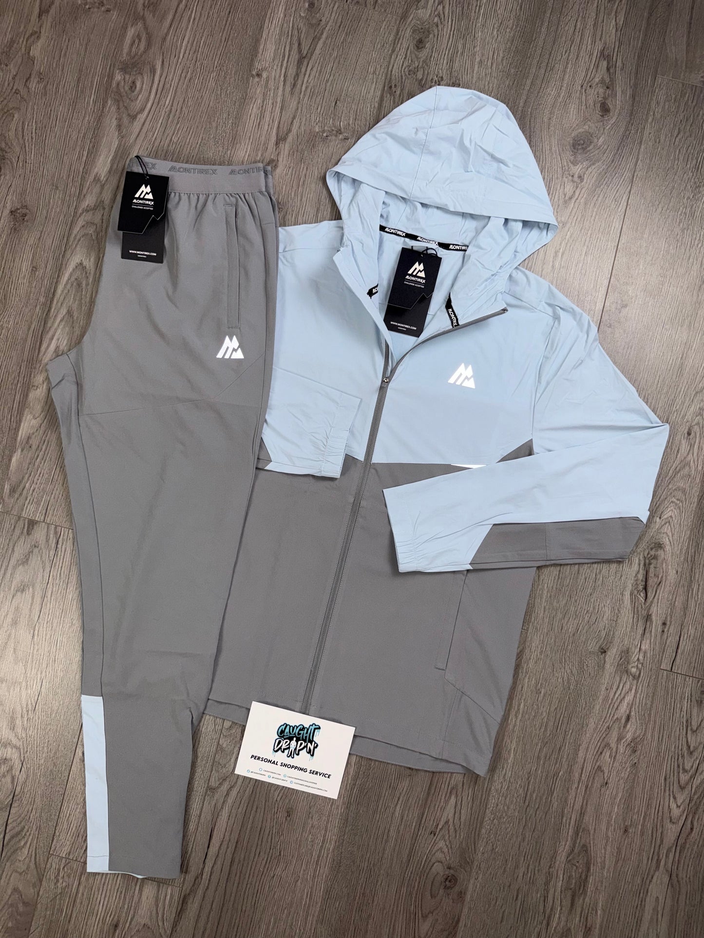 Montirex Surge Windrunner Tracksuit Grey | Baby Blue