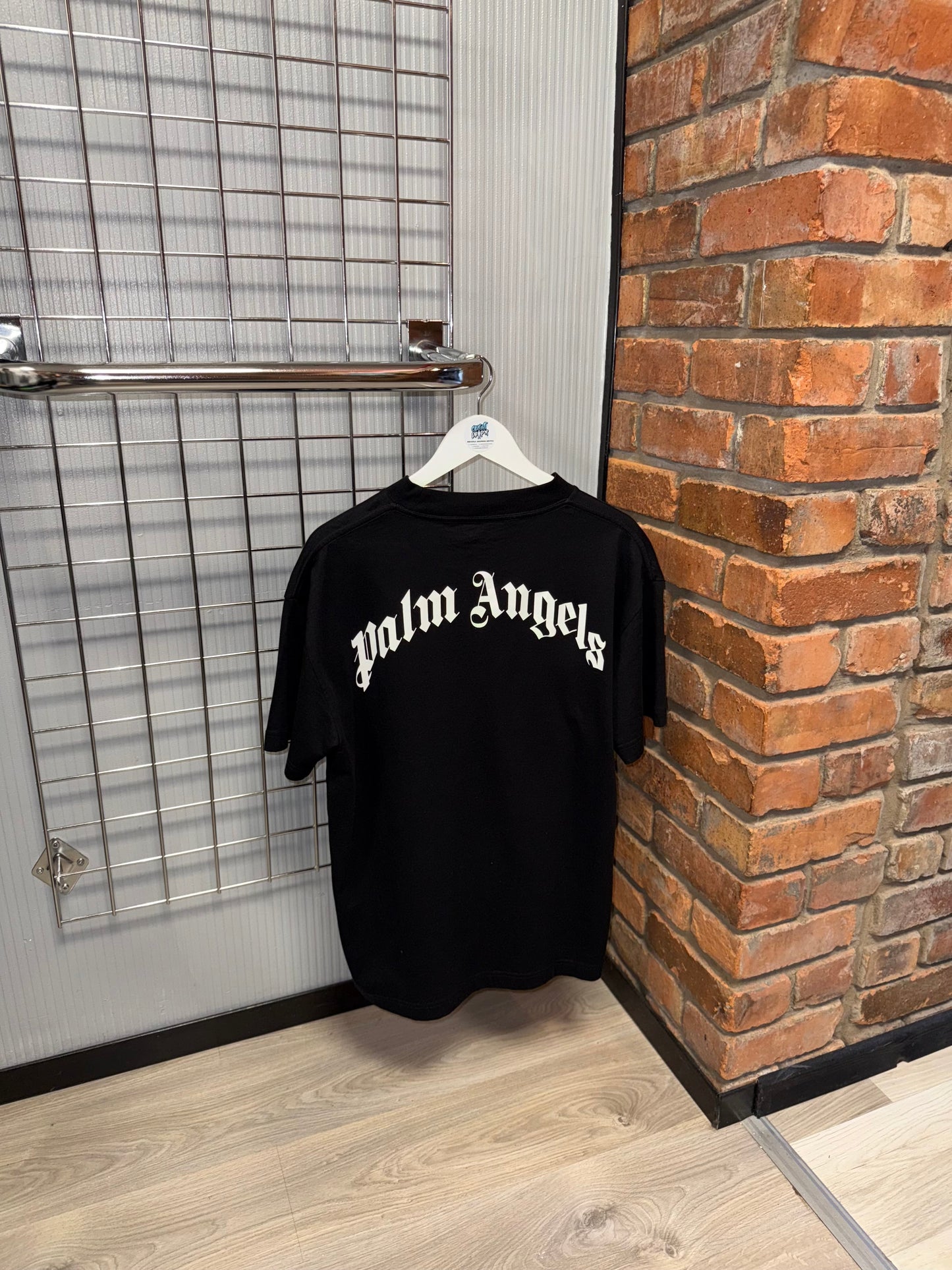 Palm Angels Old Season Grey Shark Logo, Black Tee