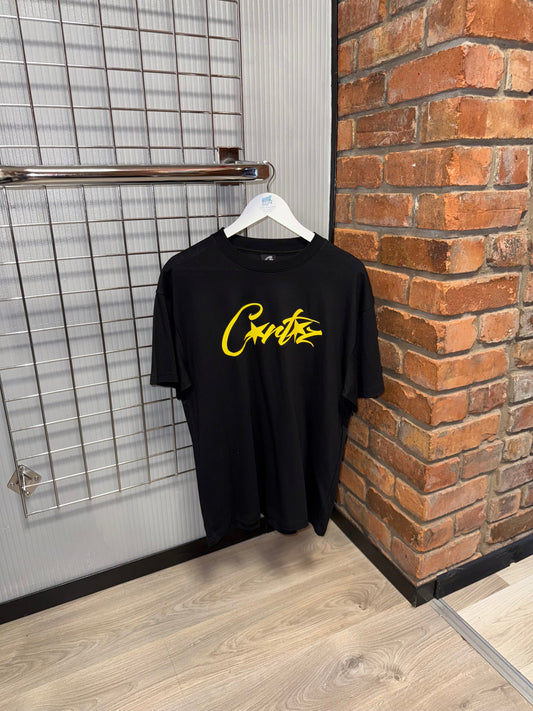 Corteiz Allstarz Yellow Logo, Black Tee