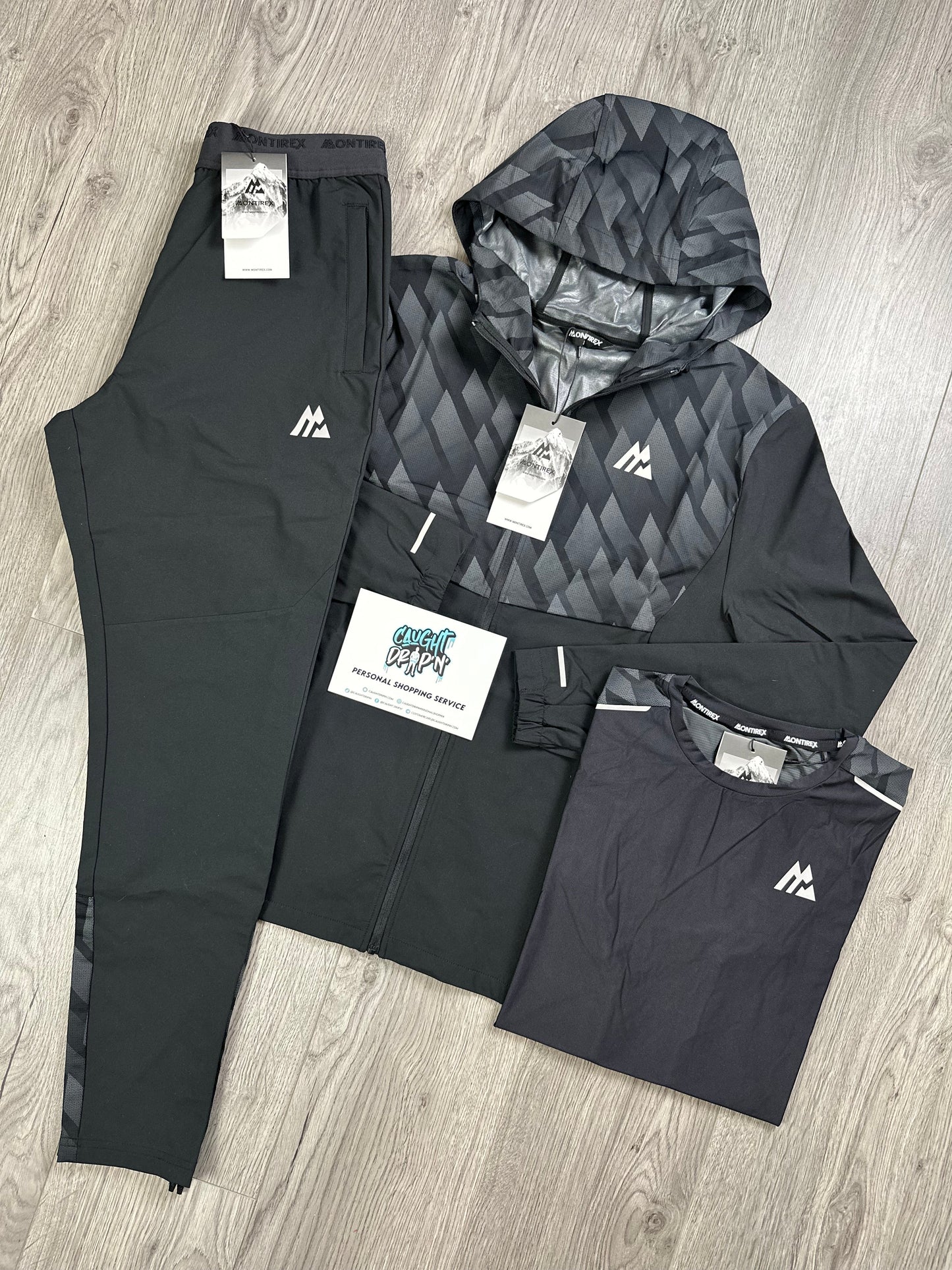 Montirex 3 Piece Charge Windrunner Tracksuit Triple Black