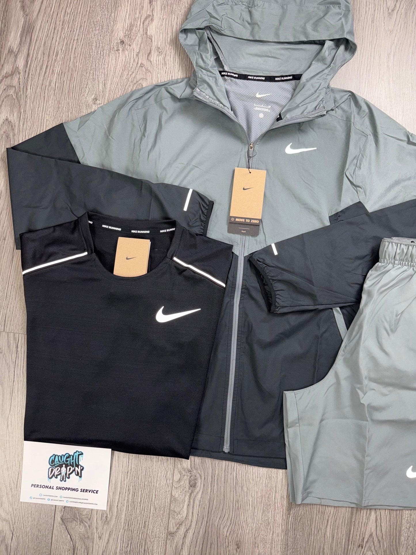 Nike 3 Piece Windrunner Smoke Grey | Black Set