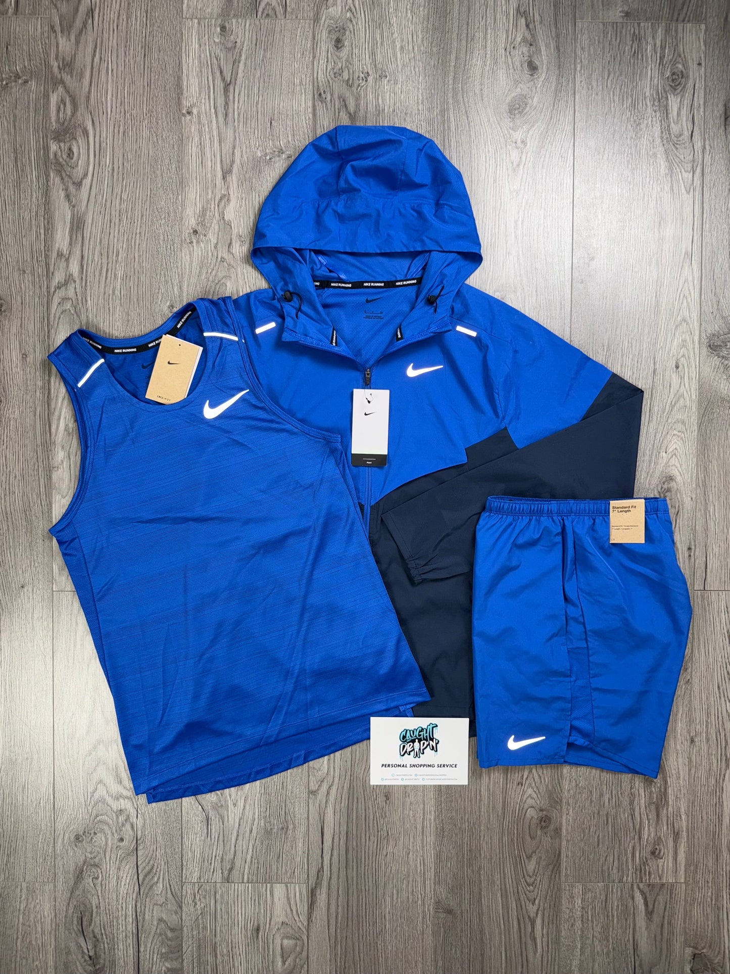Nike 3 Piece Royal Blue Windrunner | Miler Tank Tee Set