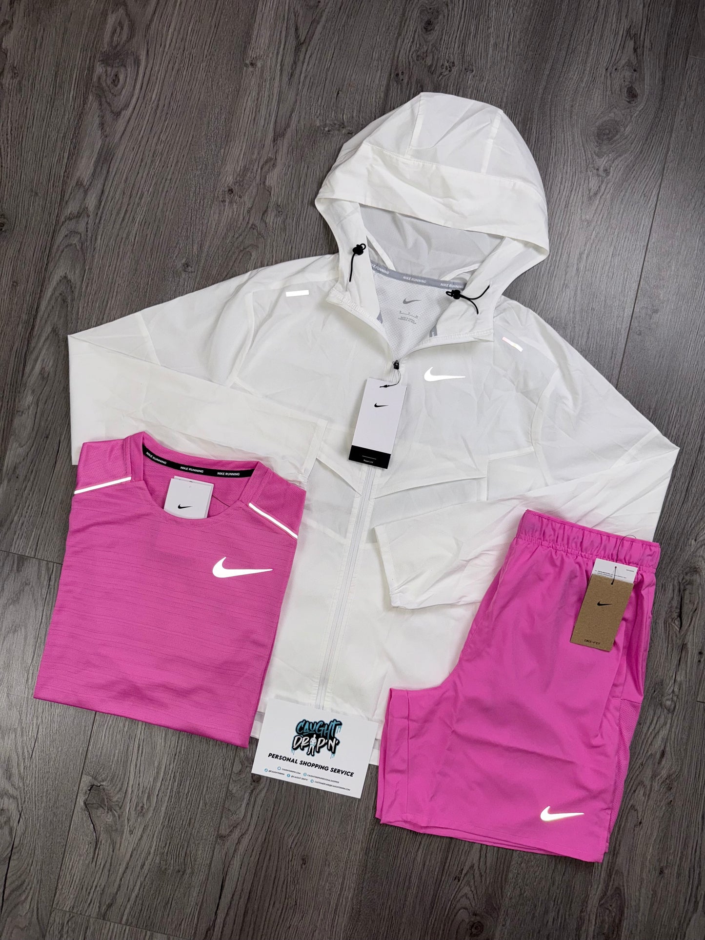 Nike 3 Piece Windrunner White | Playful Pink Set