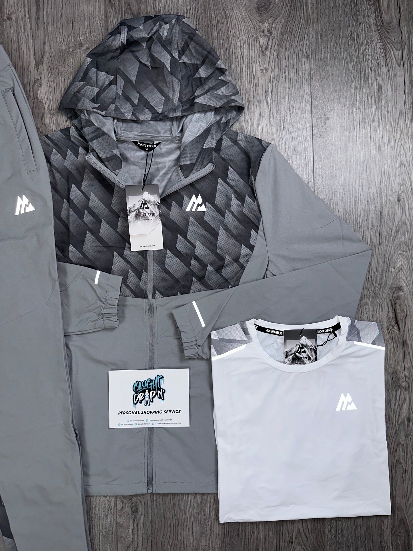 Montirex 3 Piece Old Season Charge Windrunner Tracksuit Grey | White